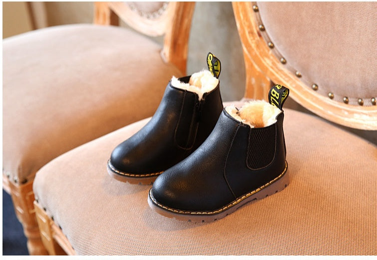 autumn and winter children's shoes short boots boys' leather boots girls Europe and the United States big children's boots single boots 3