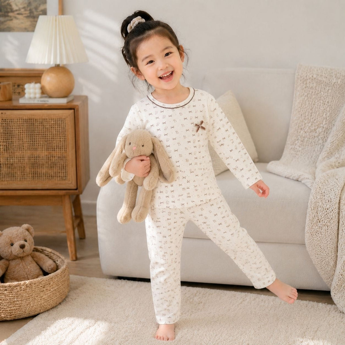 SpringAutumn Boneless Boys And Girls Autumn Top And Pants Set 7A Antibacterial Underwear Set 9