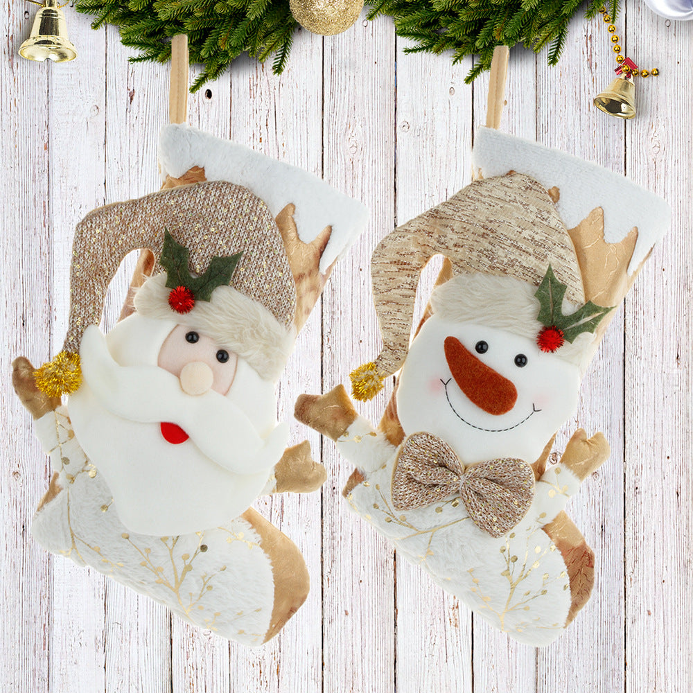 Christmas Decorative Socks Gift Bag Candy Bag Jewelry Gold 3D Christmas Socks Gift Bag 4