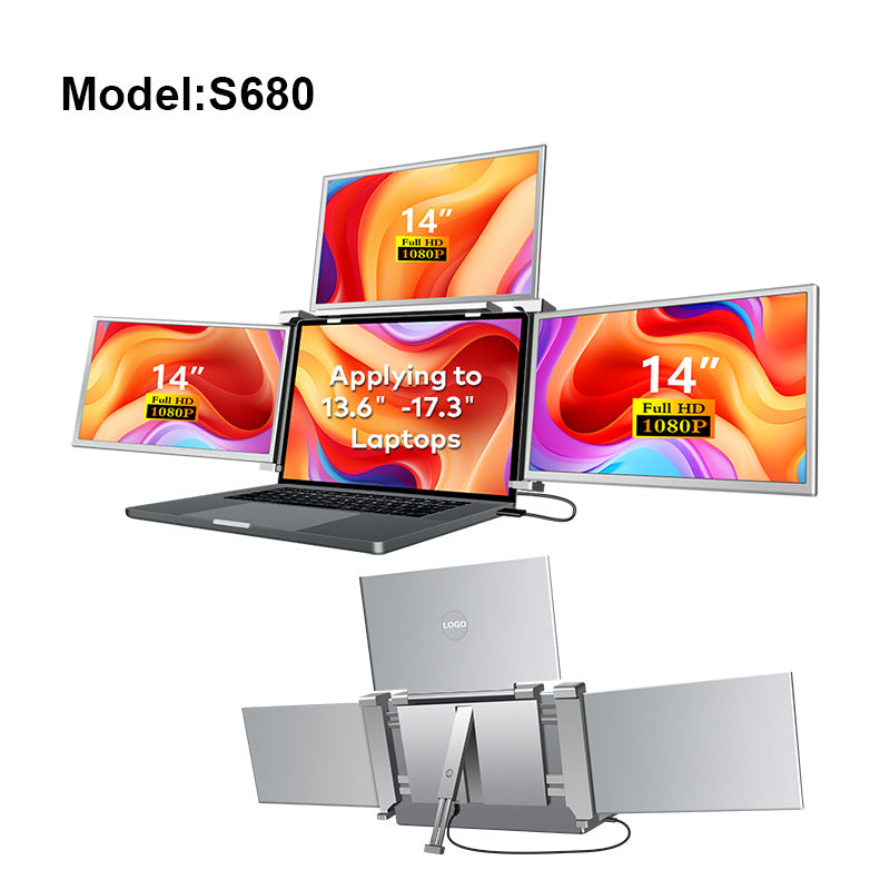 Portable Triple-screen Display Connect Three Screens With A Single Cable Laptop Secondary Display Monitor 5