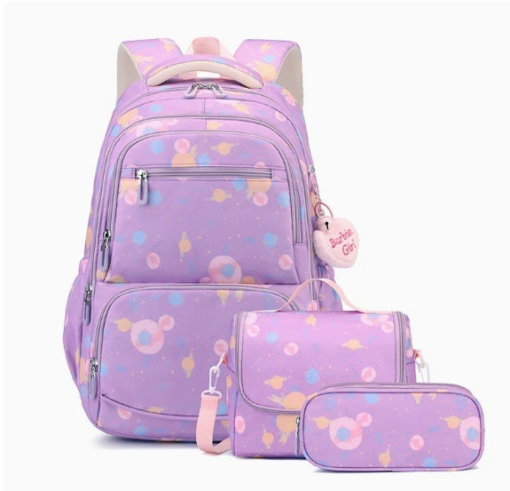Three-piece Cartoon-print Set Junior High School Backpack Weight-reducing Campus Bag 6