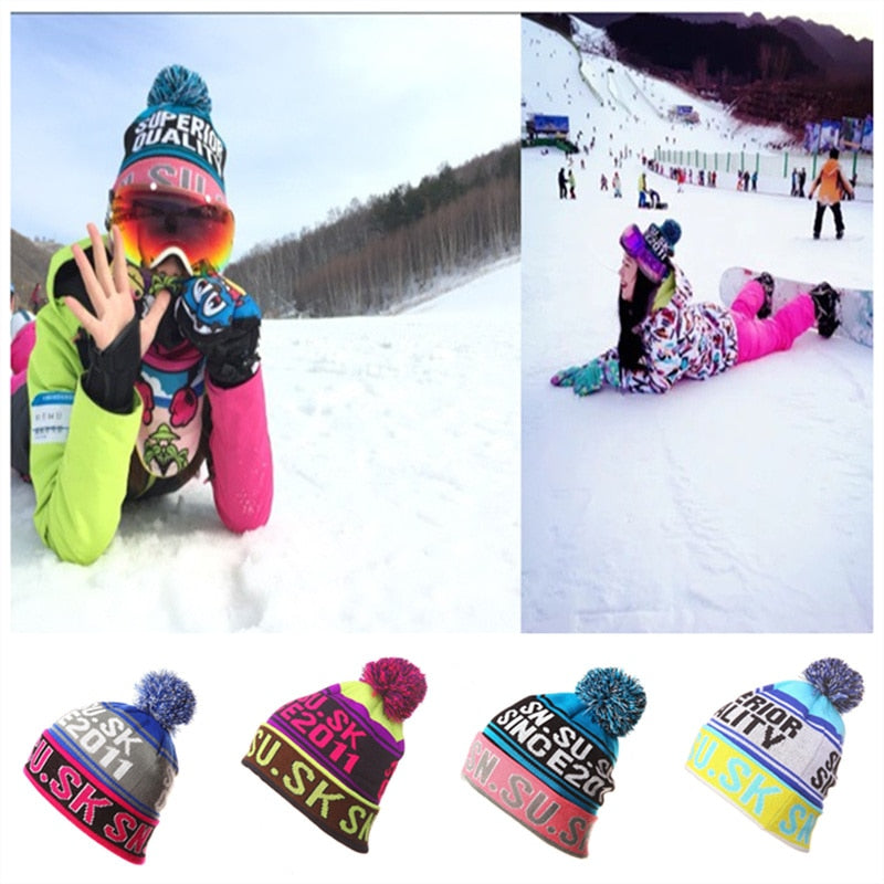 NEW Skiing Hats for Christmas  Women Warm Winter Knitting Skating Skull Cap Hat Beanies Turtleneck Caps Ski Cap Snowboard Hat 1