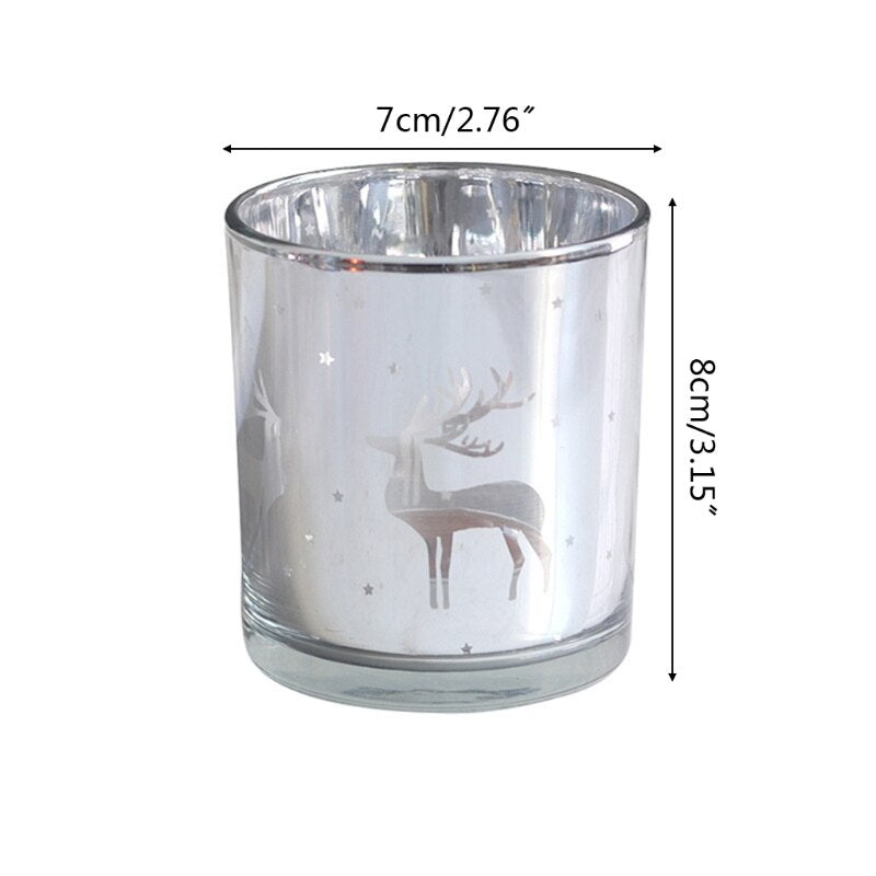Silver Scented Candle Container Handmade Candle Glass Empty Jar Christmas Reindeer Pattern Light Candle Cup Home Decor 5