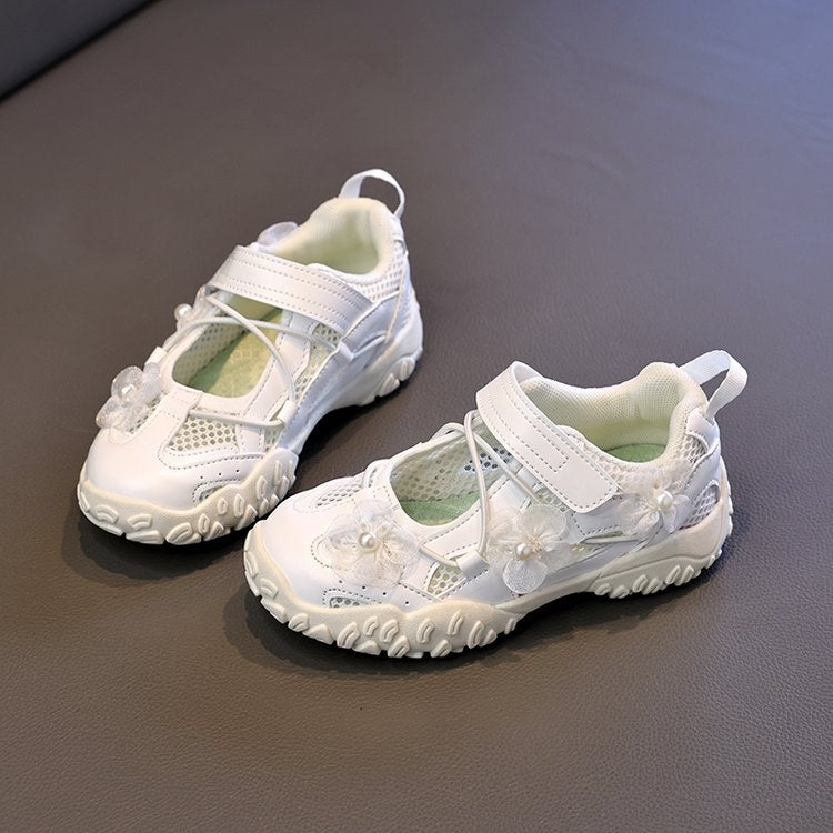 2026 Summer New Kids Sports Sandals, Hollow Mesh Flower Casual Shoes, Breathable Shallow Mouth Girls Shoes For Little Girls 4