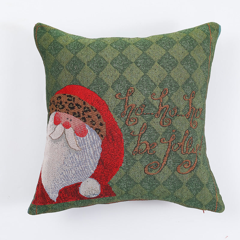 Christmas Pillow Cover (without core) Woven Cartoon Elk Snowman European and American Festival Cushion Sofa 8