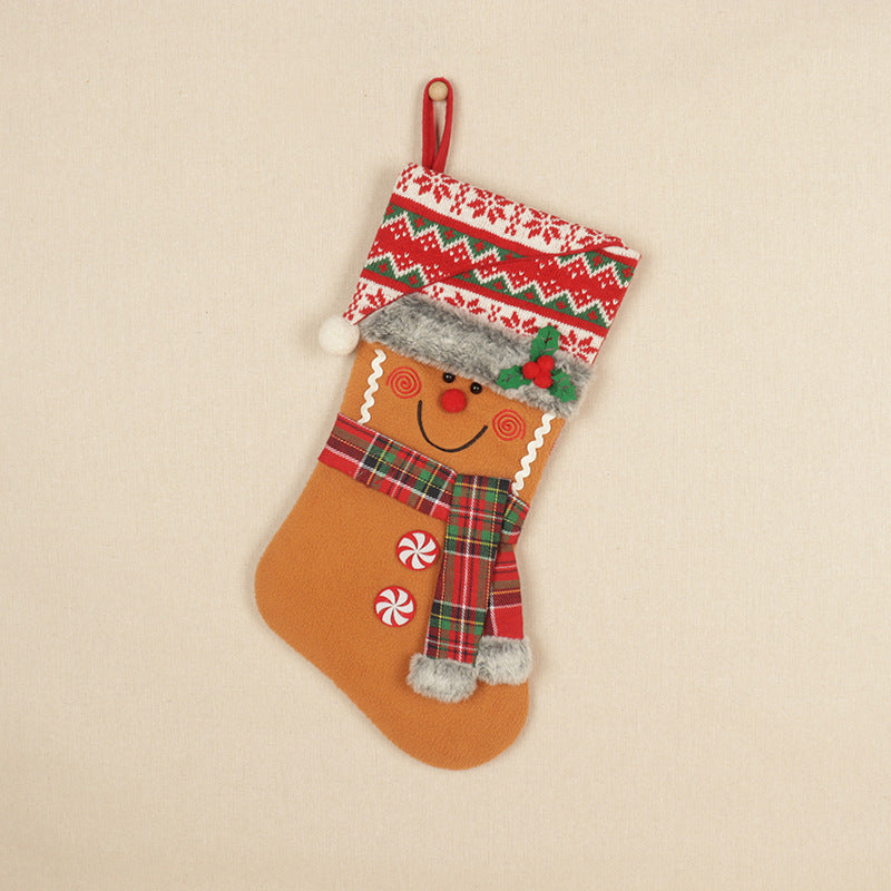Christmas Stockings Red Santa Claus Snowman Biscuits Deer Gift Bag Christmas Tree Pendant 1
