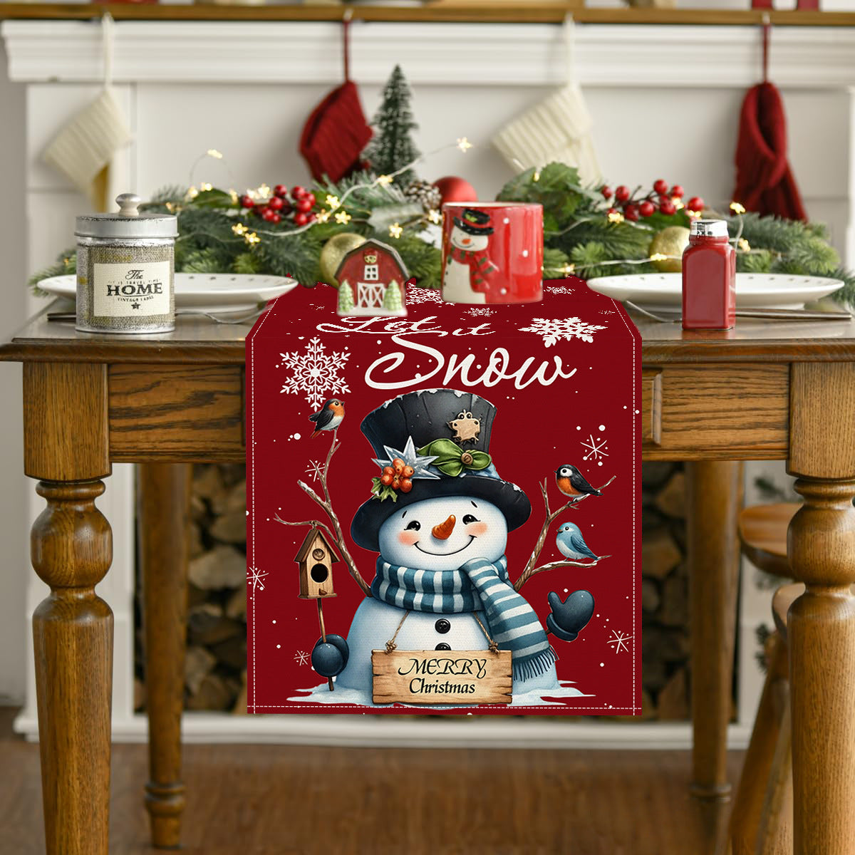 Christmas snowman linen table flag living room dining table decoration tablecloth Christmas restaurant tablecloth coffee table cloth 3