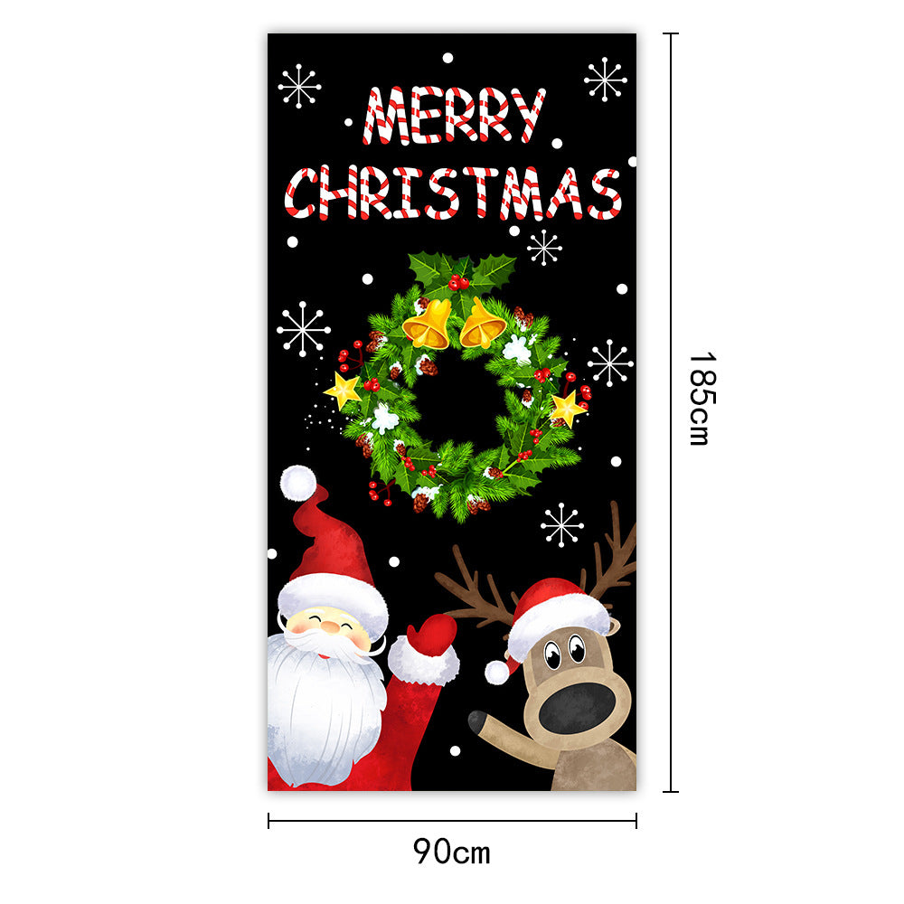 New Christmas Door Curtains, Flags, Outdoor Photography, Santa Claus and Puppies, Background Decoration, Hanging Cloth 9