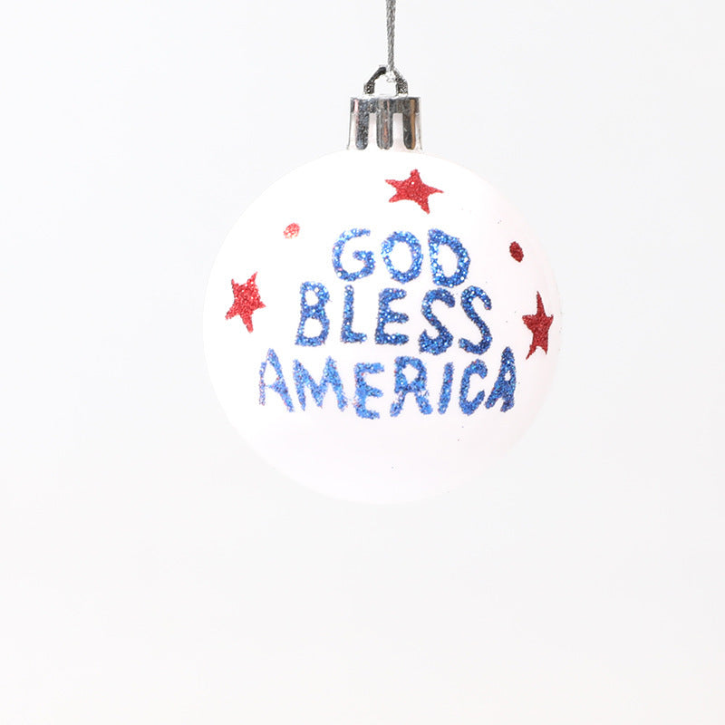 American Independence Day Christmas Plastic Balls Christmas Tree Decoration Hand drawn Ball Set 4