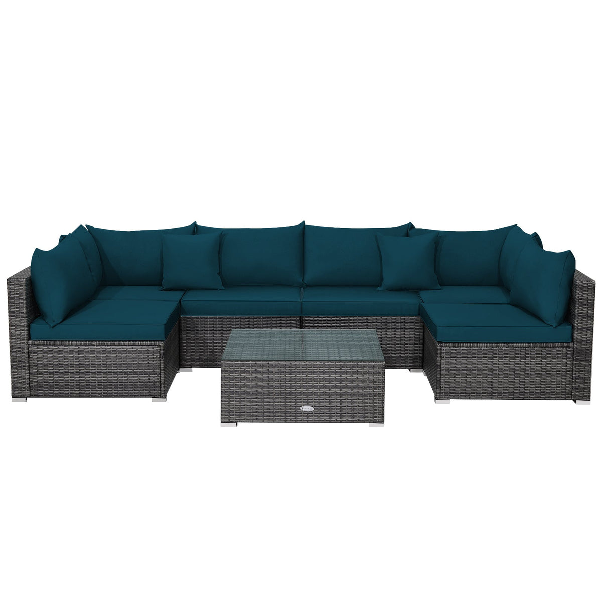 7 Pieces Patio Rattan Furniture Set Sectional Sofa Garden Cushion 22
