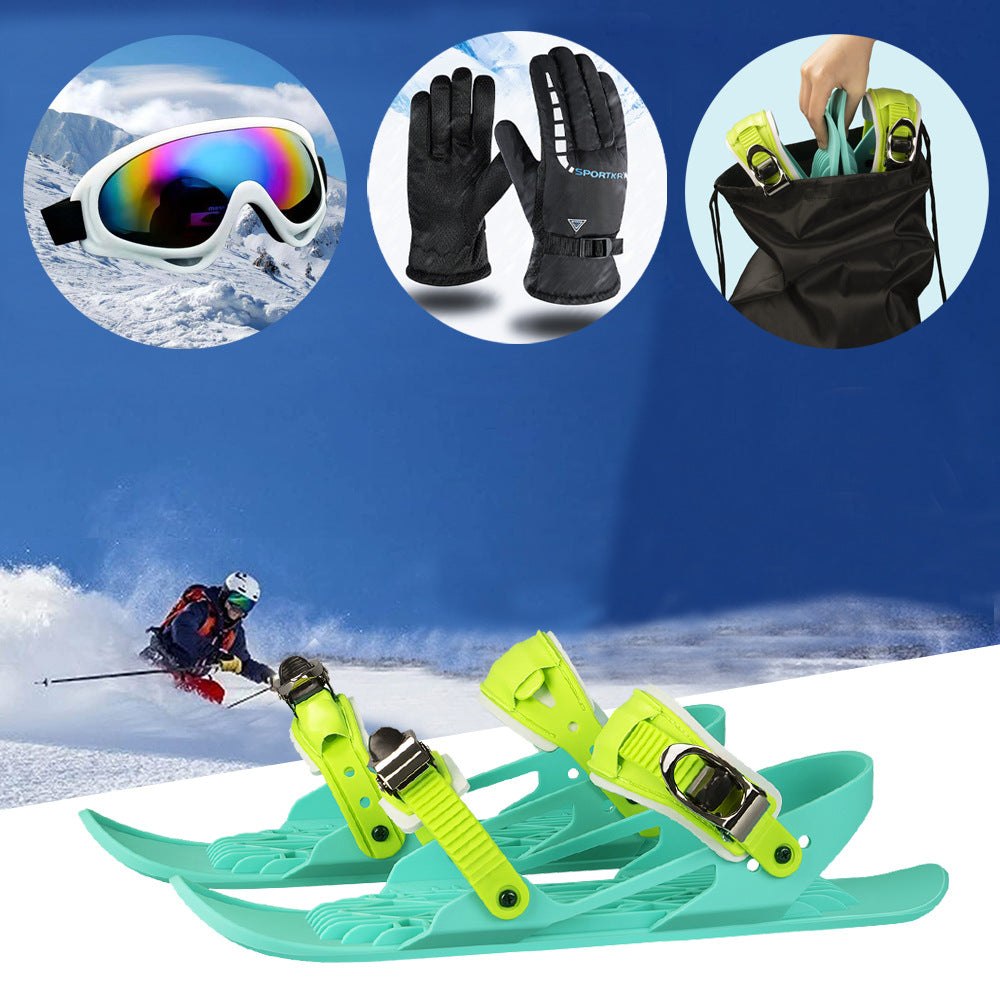 Mini Ski Skates Portable Short Skiboard Adjustable Skates Shoes For Snow 13