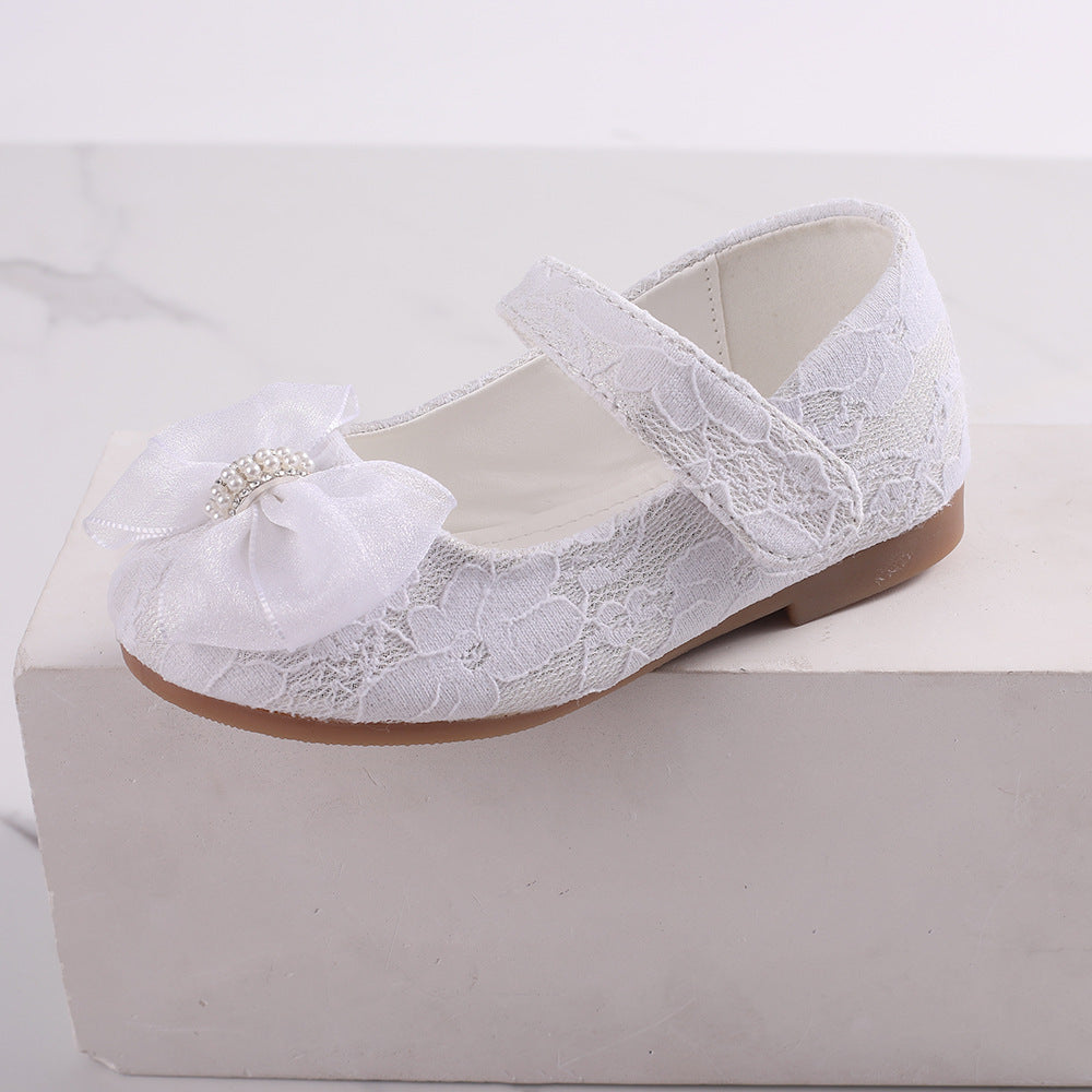 Princess Shoes Bow Lace Wedding Flower Girl 6