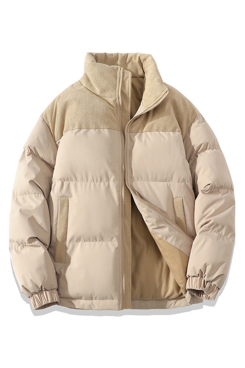 Winter Stand Collar Contrast-colored Coat Cotton Padded Jacket For Men Women Clothing 11