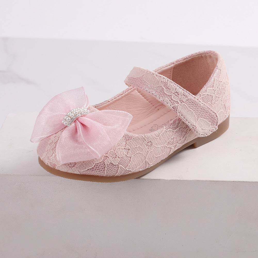 Princess Shoes Bow Lace Wedding Flower Girl 7