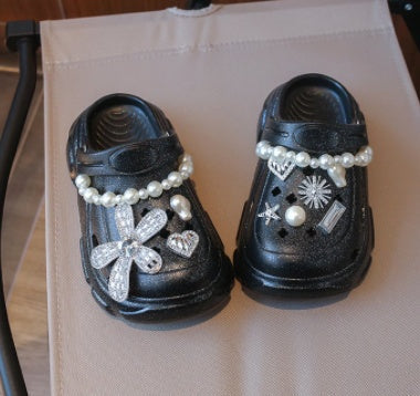 2026 Summer New Pearl Chain Clogs, Cute Versatile Unisex Kids & Parent-Child Slippers, Non-slip Soft Sole Closed-Toe Sandals 3