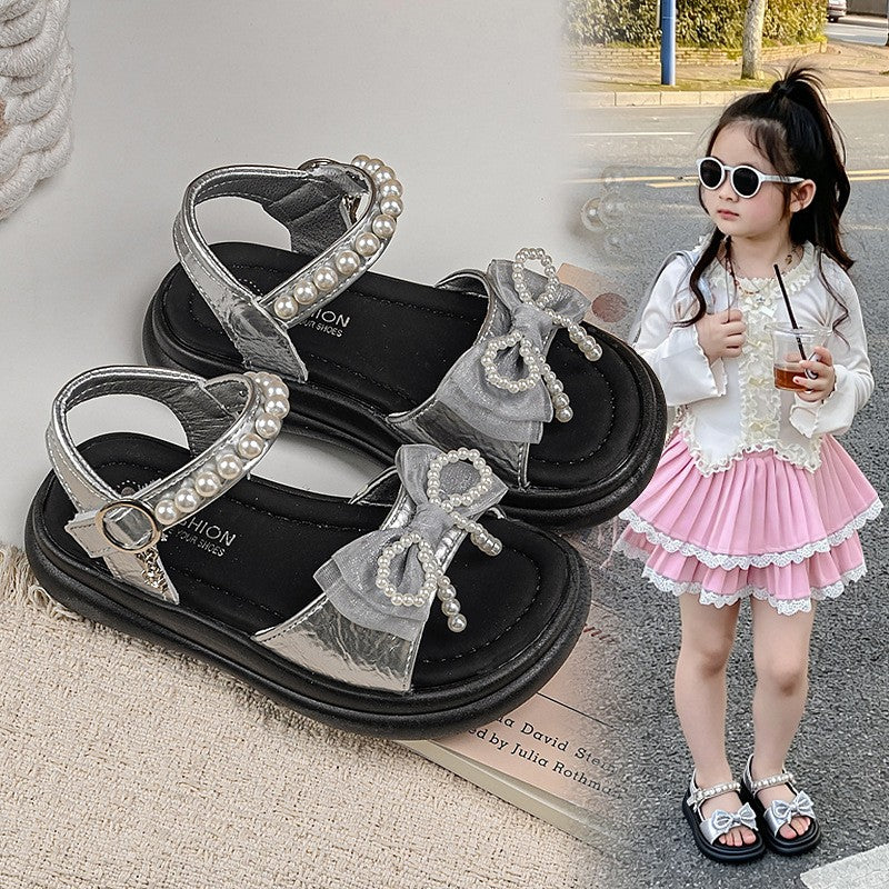 2026 Summer New Kids Sandals, Girls Fashion Versatile Princess Shoes, Stylish Soft Sole Beach Flat Shoes For Girls 3