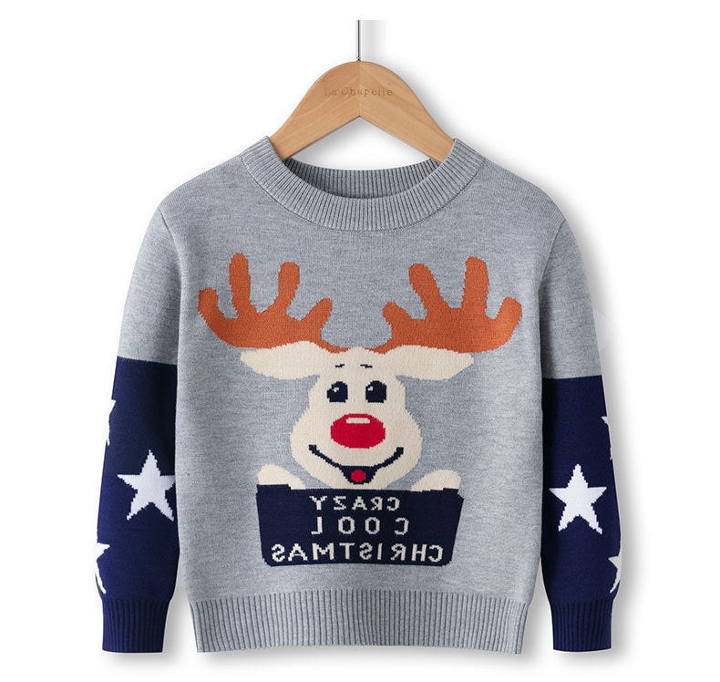 Cotton Double Layer Autumn Winter Christmas Long Sleeved Children's Sweater 9