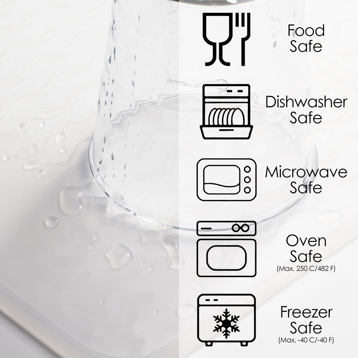 PopYum Silicone Drying Mat (12x16 in, 30x40 cm), Clear-Frosted 8