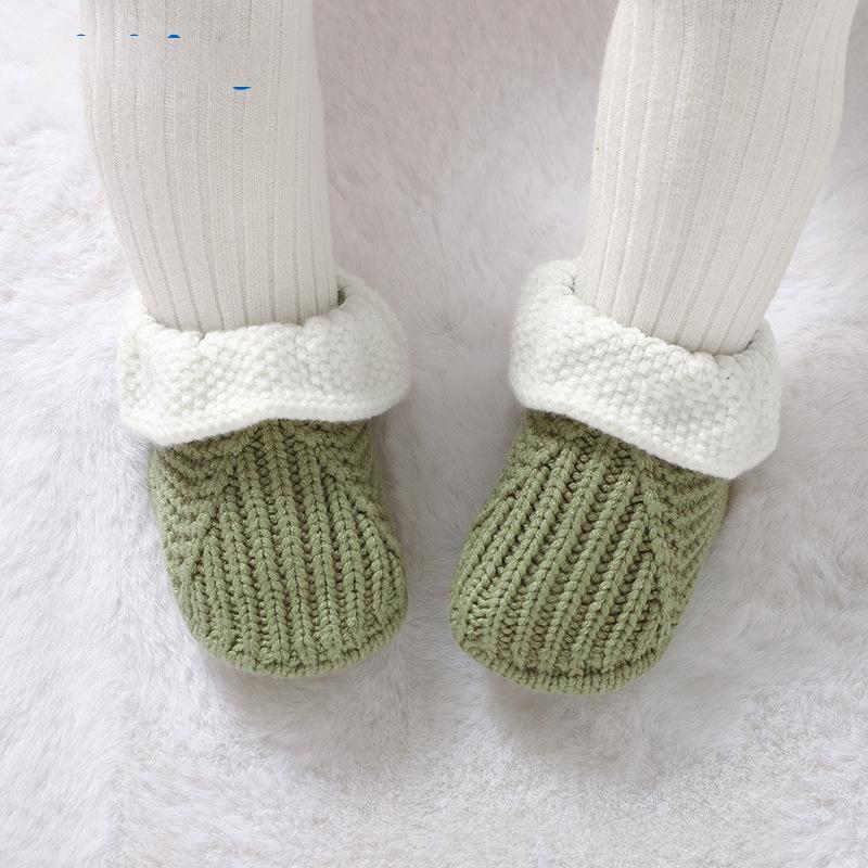 Cute Solid-color Ruffled-knit Toddler Shoes Wool Knitted Floor Socks For Babies And Toddlers 2