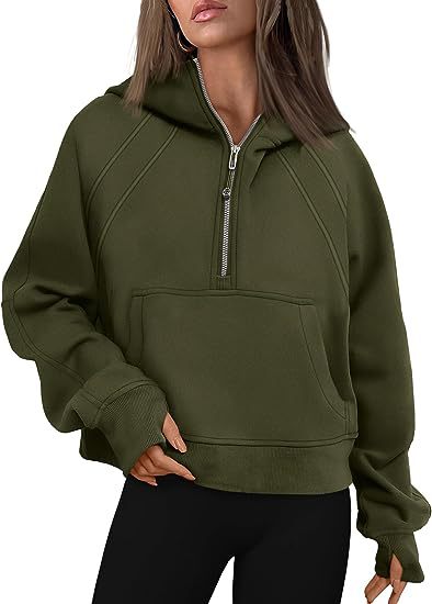 Zipper Hoodies Sweatshirts With Pocket Loose Sport Tops Long Sleeve Pullover Sweaters Winter Fall Outfits Women Clothing 12