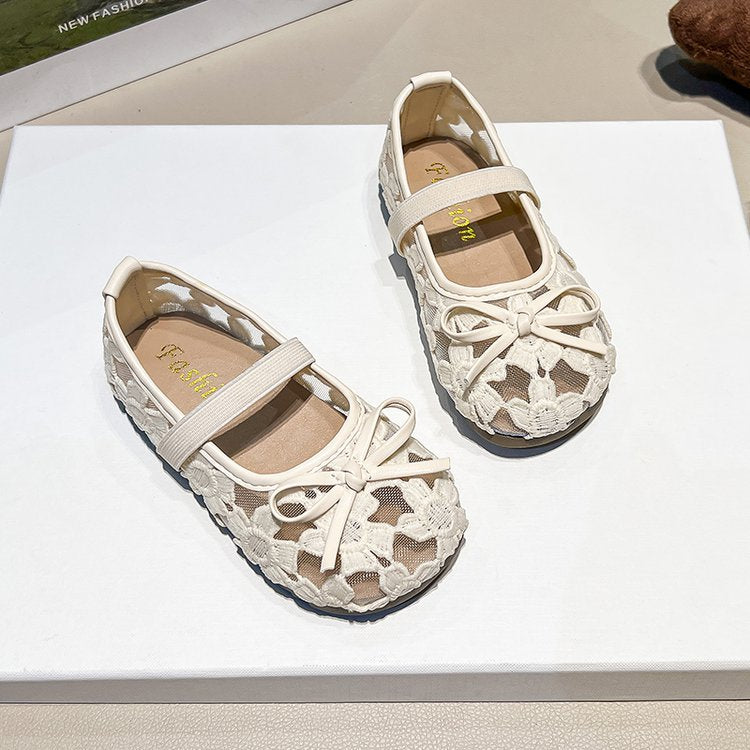 French Gentle Flat Mesh Single Shoe For Women In Summer Fairy Style With Skirt Lace Mary Jane Children's Sandals 5