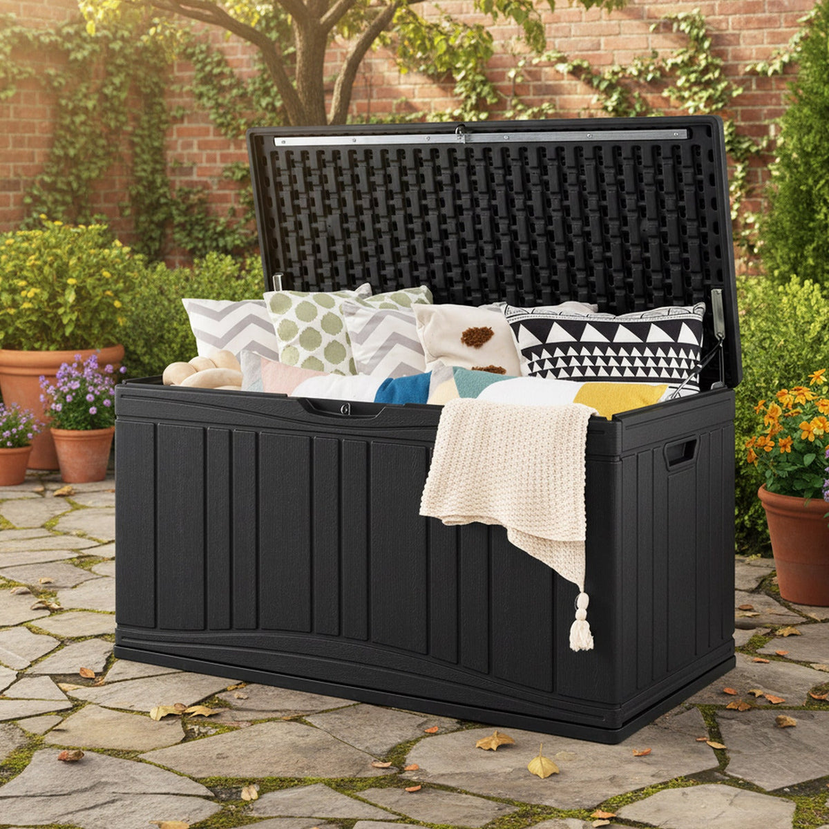 80 Gallon Outdoor Deck Box with Lockable Lid 1