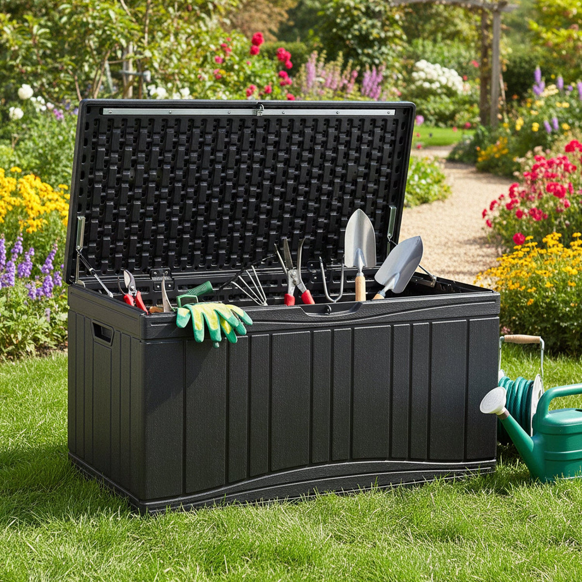 80 Gallon Outdoor Deck Box with Lockable Lid 2