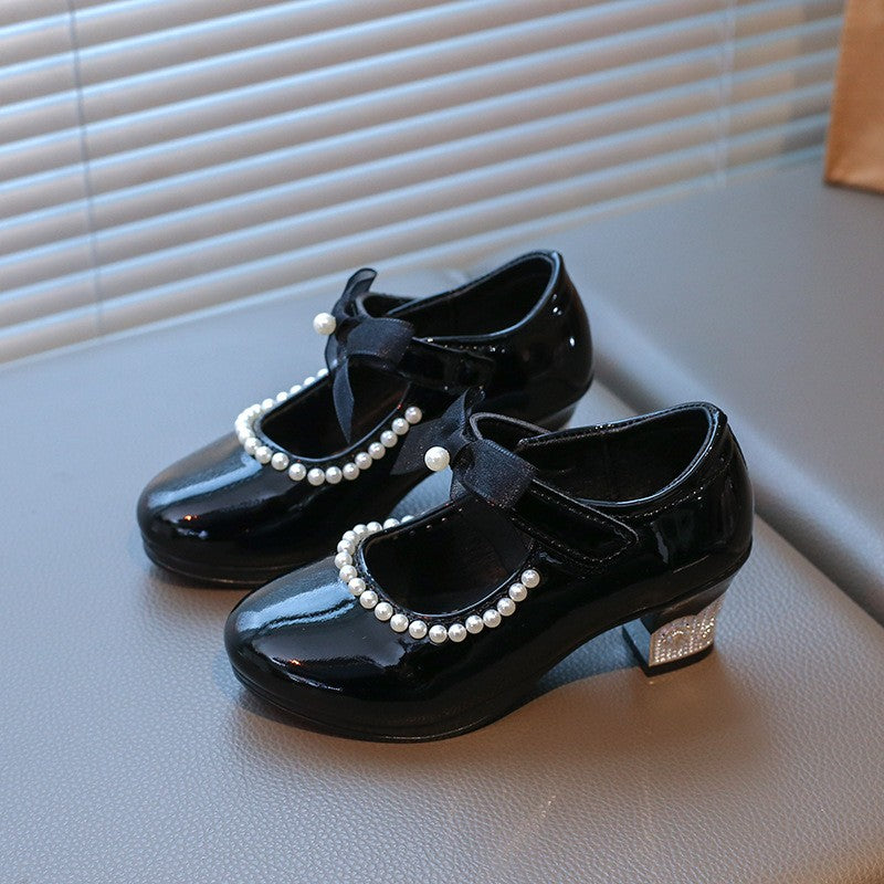 2026 Summer New Girls Block Heel Princess Shoes, Stylish Kids Loafers, Versatile Leather Dress Shoes For Little Girls 5