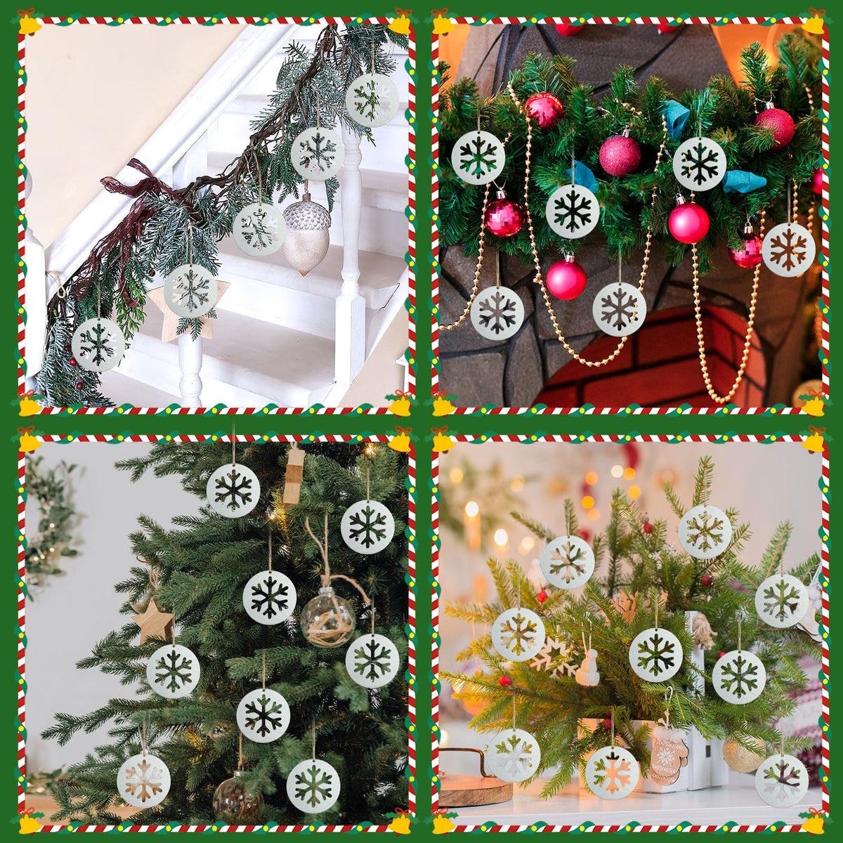 Shimeyao 12 Pcs Christmas Metal Snowflake Ornaments Hollow Disc Grey 4