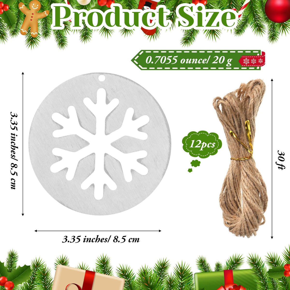 Shimeyao 12 Pcs Christmas Metal Snowflake Ornaments Hollow Disc Grey 2