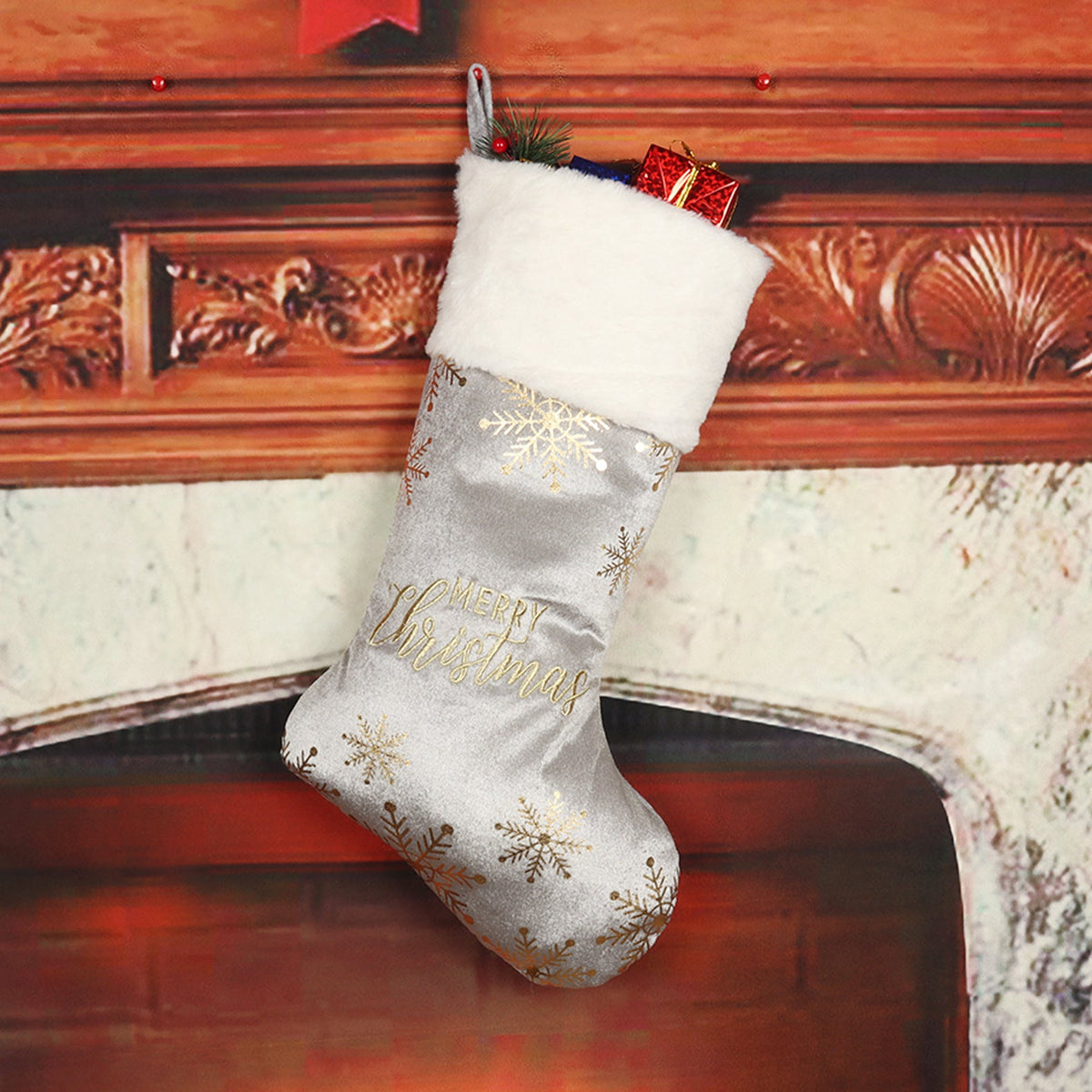 Christmas Stocking Decorations Embroidered Decorations Christmas Hot Stamped Socks 8