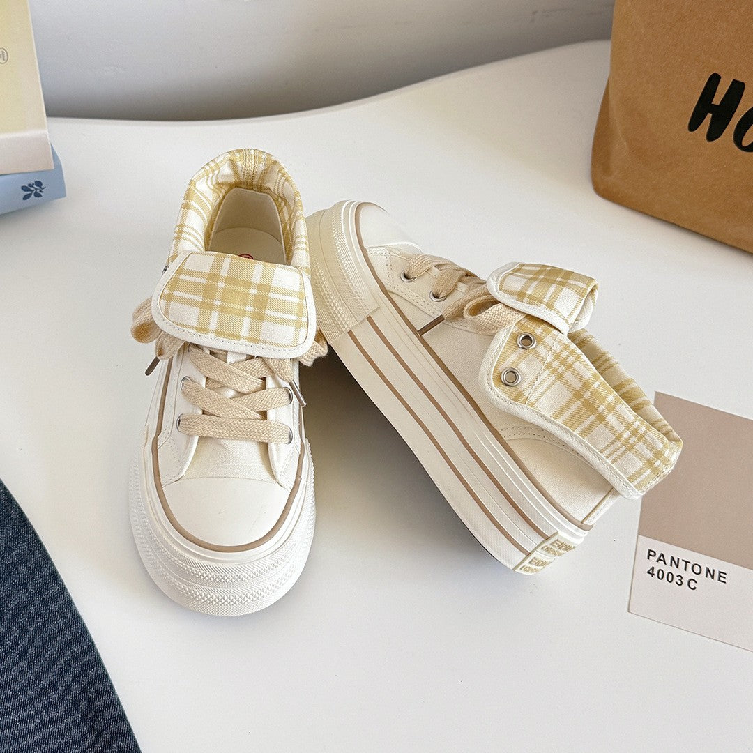 2025 New Korean Style Women's Platform Canvas Shoes, Two Ways To Wear, Summer Thin Breathable High-Top Casual Sneakers 5