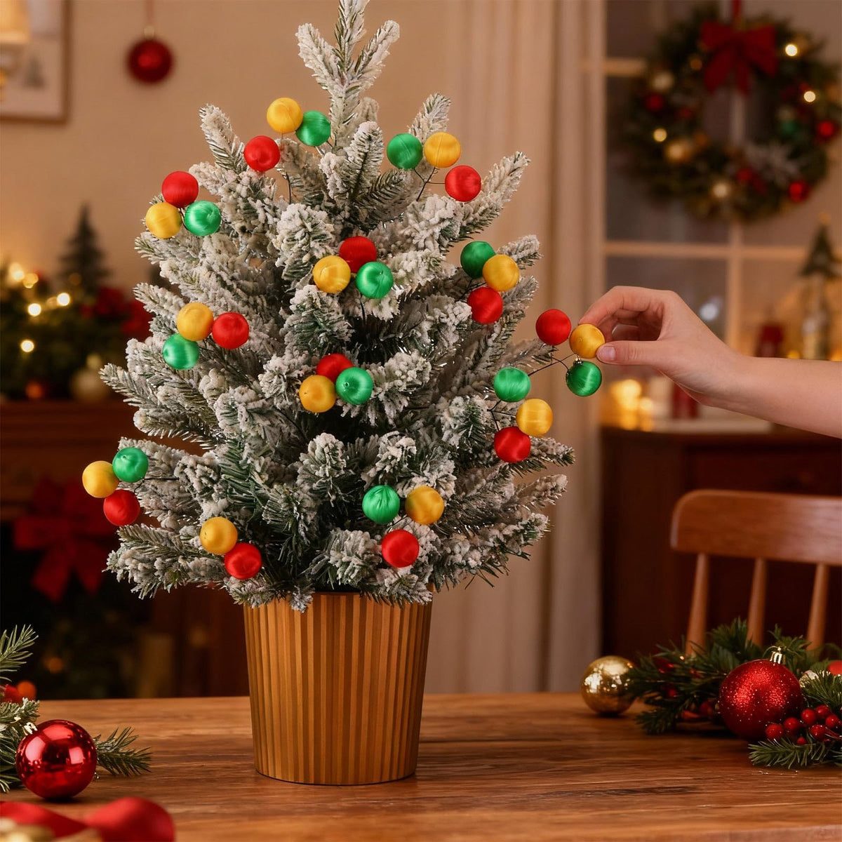 Suncalla Christmas Tree Ball Picks Satin Red Green Gold 7.9'' 12 Pcs 3