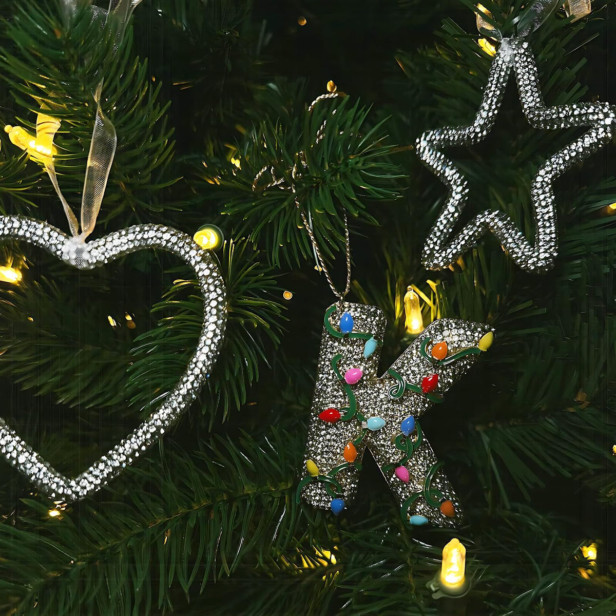 Mrchtmas Christmas Silver Bow Ornament 2025 Heart Rhinestones 1 Pc 4