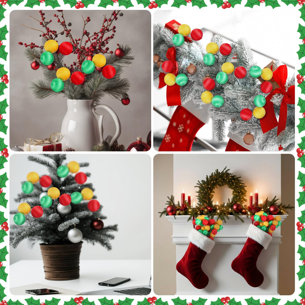 Suncalla Christmas Tree Ball Picks Satin Red Green Gold 7.9'' 12 Pcs 5