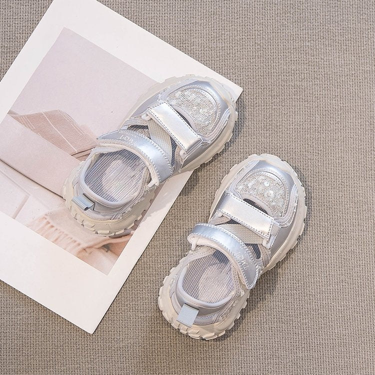 2026 New Spring Summer Girls Sports Sandals, Breathable Mesh Closed Toe Casual Shoes For Toddlers & Older Kids 3