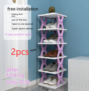 Plastic Installation-free Shoe Rack Storage Shoe Rack Folding Shoe Cabinet 24