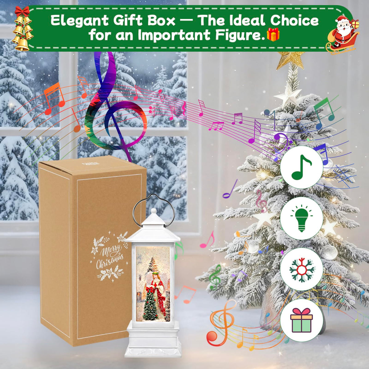 Little Glee Christmas Lantern LED Music Holiday Decoration Angel Tree Resin 7