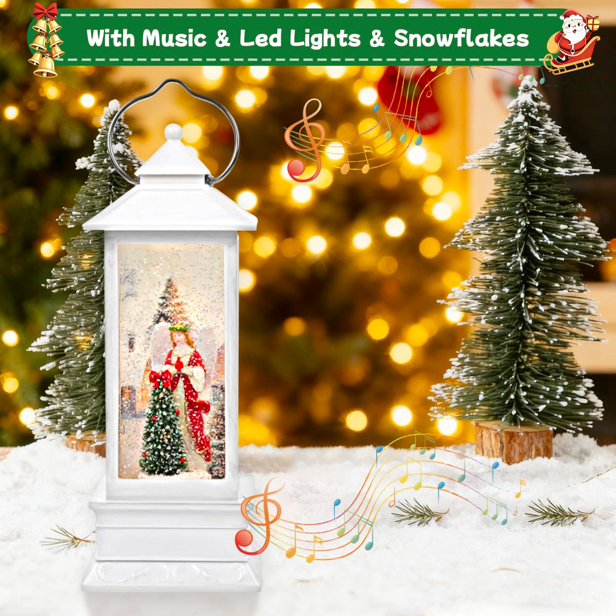 Little Glee Christmas Lantern LED Music Holiday Decoration Angel Tree Resin 5