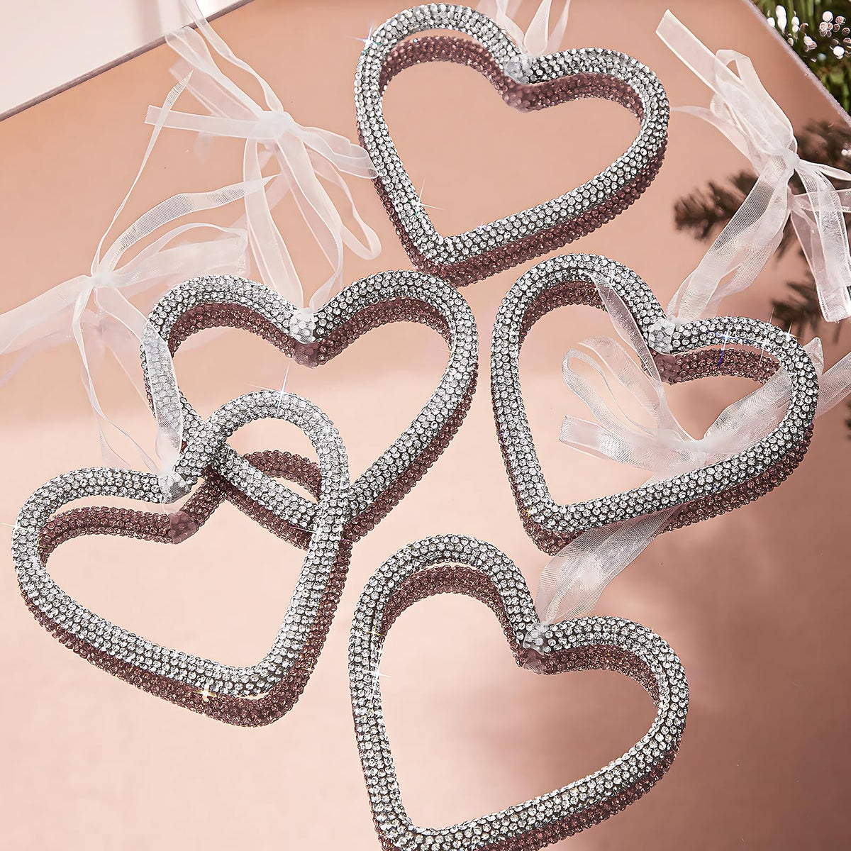 Mrchtmas Christmas Silver Bow Ornament 2025 Heart Rhinestones 1 Pc 3
