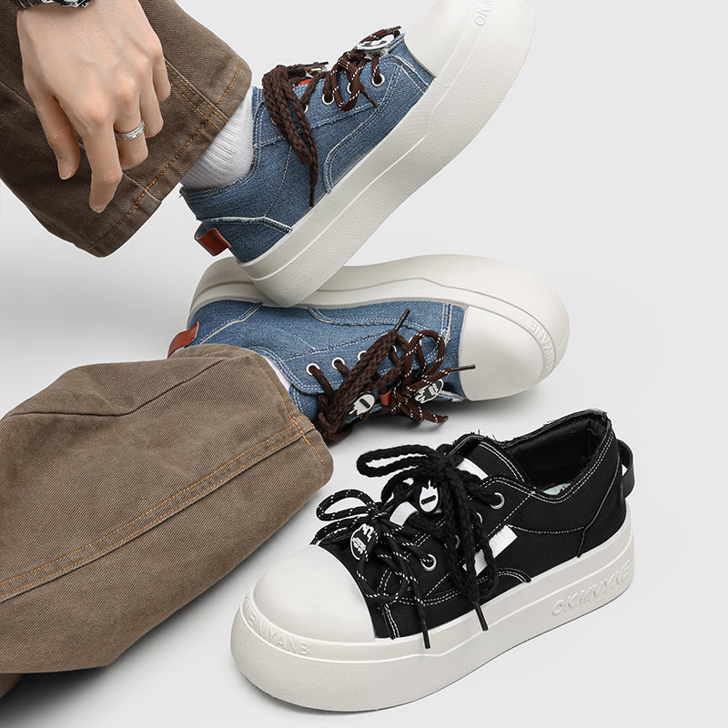 2026 New Spring Couple Canvas Skate Shoes, Toe-cap Height-increasing Casual Sneakers For Students & Men 3
