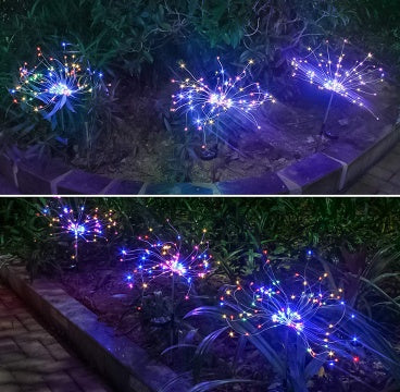 New Ground Plug Solar Fireworks Light LED Light String Copper Wire Outdoor Garden Decoration Star Lights Christmas Lights 36