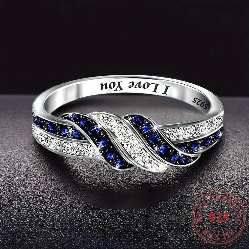 Sparkling Blue Cubic Zirconia Infinity Love Ring – 925 Sterling Silver 3