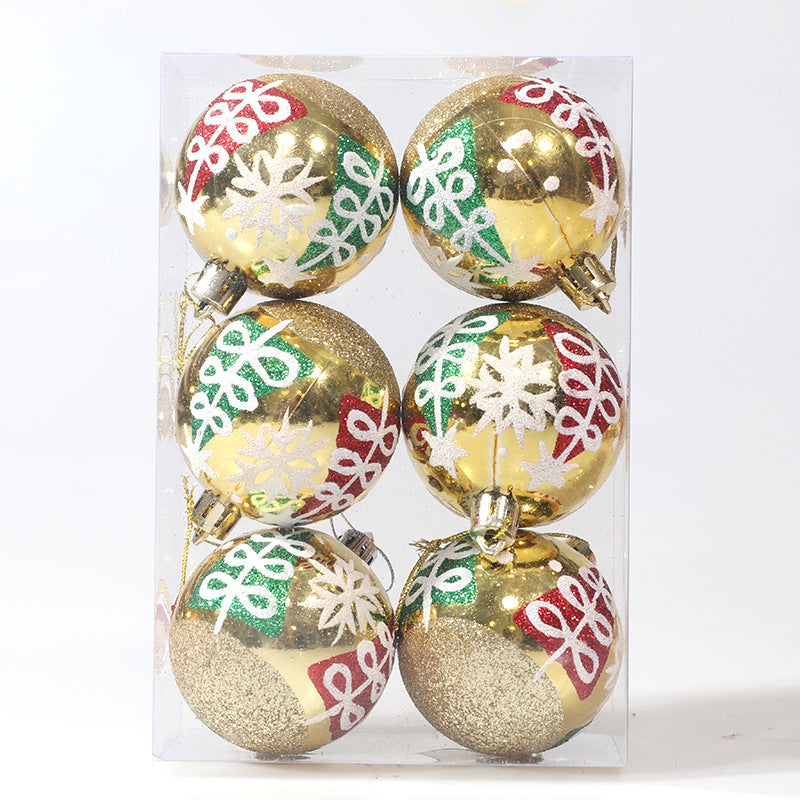 Christmas ball hand drawn pattern Christmas tree pattern decoration plastic electroplated ball decoration 4