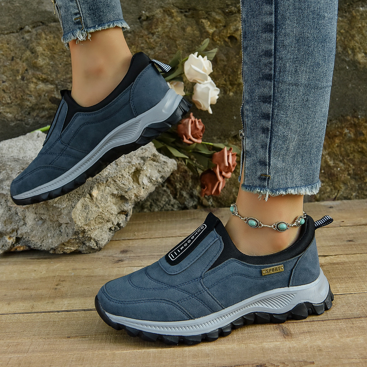 Outdoor Slip-on Sports Shoes Comfortable Walking Running Sneakers Women 7