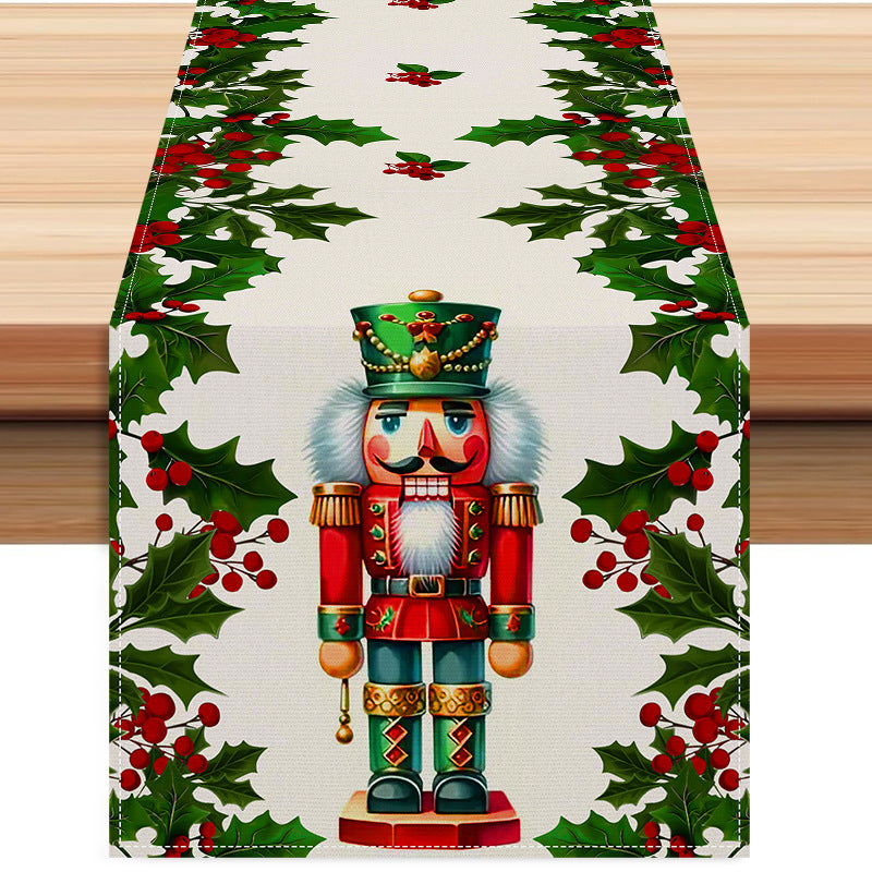 Christmas linen table flag walnut clip printed tablecloth holiday table decoration tablecloth tea flag pad 1