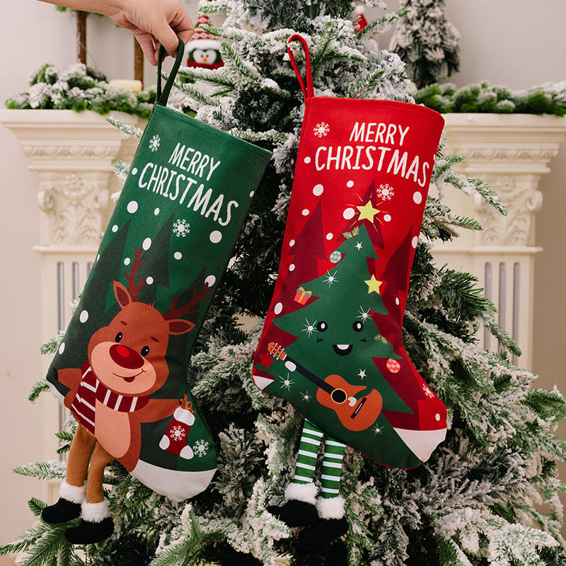 Christmas decorations, colorful prints, Christmas socks, Santa Claus gift socks, snowman gift bags, red and green leg hanging Christmas socks 3
