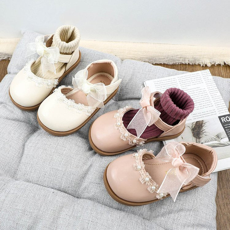 Leather Shoes, Bow Tie, Western Style, Baby Girl Princess Shoes, Fashionable Soft Soled Shoes For Little Girls 1