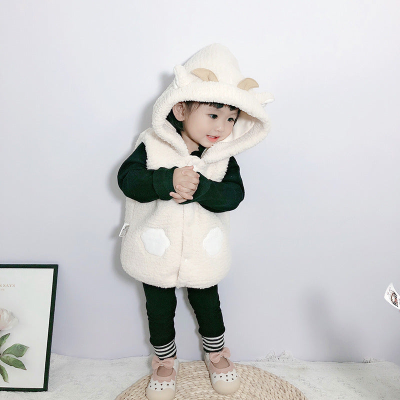 Children's Waistcoat Thickened Baby Girl Vest Waistcoat And Hooded Jacket To Keep Warm 2