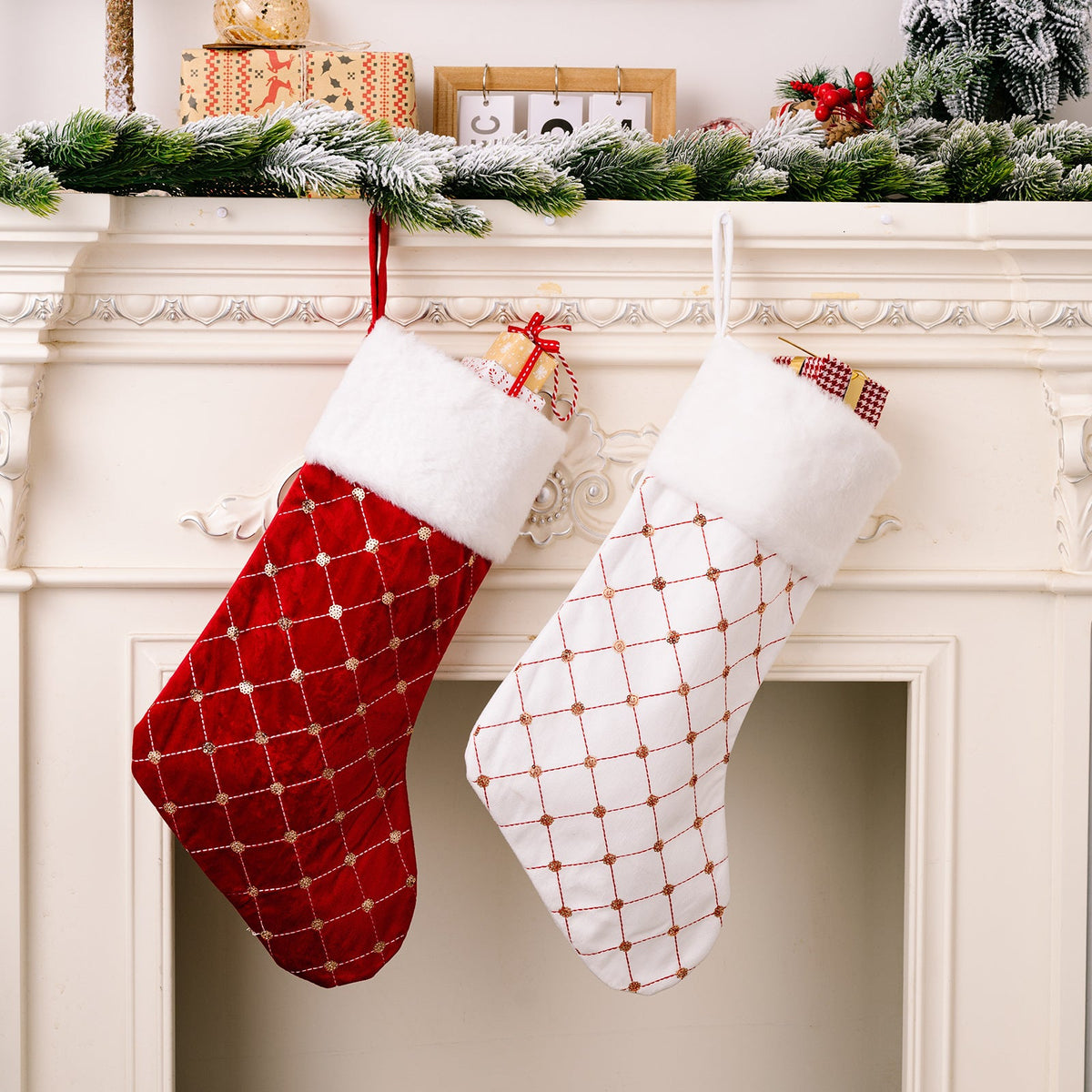 Christmas decoration supplies, high-end Christmas socks, red Christmas stockings, gift bags, tree hanging gift socks 5